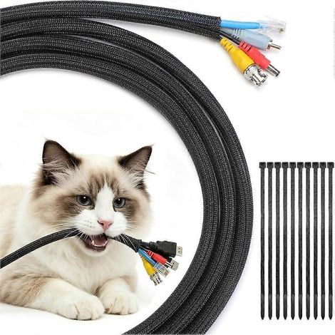 Gaine de protection pour câble de 30 pieds - 1/2 pouce, gaine tressée fendue, compatible avec les câbles de télévision, d'ordinateur, USB et les cordons d'alimentation. (1/5)
