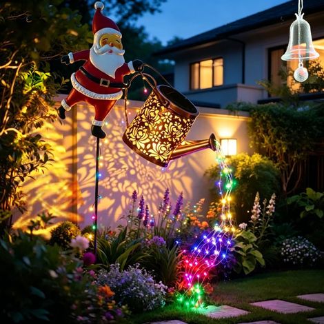 Lampe de sol solaire LED en forme de bouteille d'eau Père Noël, pour décoration extérieure de cour, multicolore (1/5)