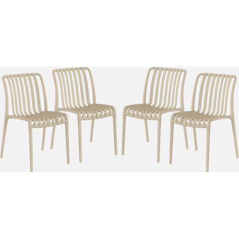 Silla de jardín de plástico, apilable, set de 4 (1/5)