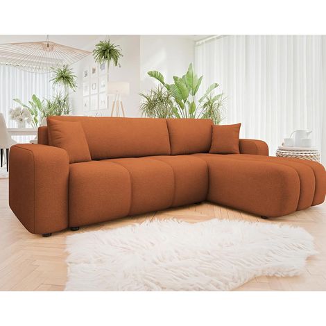 Bestmobilier – Canapé d'angle réversible 4 places convertible avec coffre en tissu – Dimensions couchage 200x125cm – Style contemporain – Tissu imperméable (1/5)