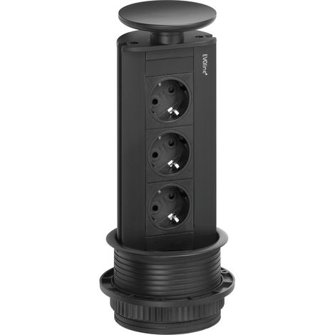EVOline Port Steckdosenelement schwarz, 3x Schuko Wippdeckel schwarz (1/5)