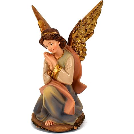 Angelo che prega colore naturale per decorazione natalizia e presepe h 17,5 cm