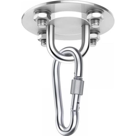 Robust ceiling hook set, 450 kg load capacity, hammock hanging set made of stainless steel, 180° rotatable for concrete-wood sets, hanging chairs, chandeliers, hammocks, yoga with mounting screws