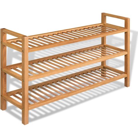 Étagère à chaussures avec 3 étagères 100x27x59,5 Chêne massif (1/5)