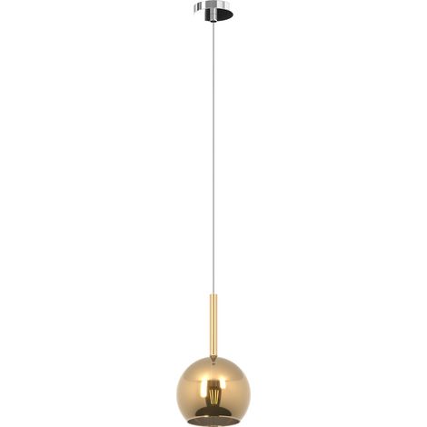 Sospensione Contemporanea Future Metallo Cromo Vetro Oro 1 Luce E27 D.15Cm