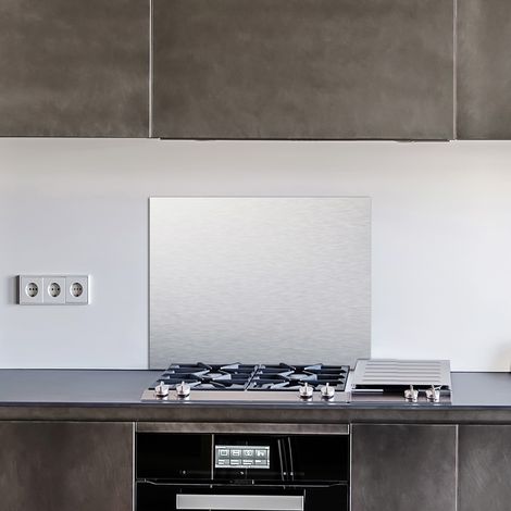 Signaletique.Biz France – Crédence de cuisine en aluminium – Pose autocollante gris brossé – 90 x 70 cm – Protection murale moderne