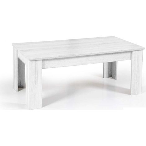 Tavolino basso bianco salotto Con un ripiano cm 100 x 50 x 40 h (1/2)