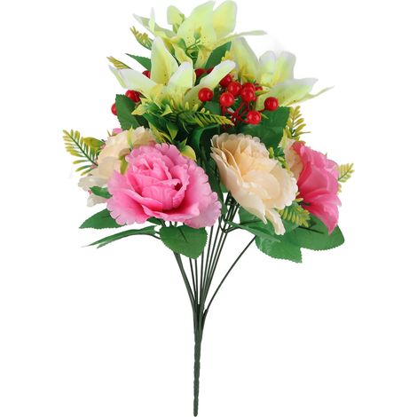 Bouquet de Lys et Pivoines Artificielles - Fleurs Fausses pour Décoration de Mariage, Anniversaire ou Cérémonie (1/5)