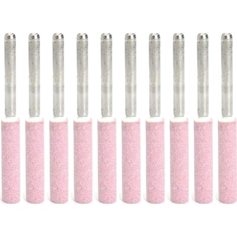 10 pièces aiguiseur de tronçonneuse Pierres de meulage 4.8mm 3/16 Outil d'affûtage Pierres bavure scie à chaîne Outil de Remplacement (1/5)