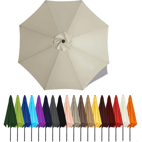 Auvent De Remplacement Pour Parasol De Terrasse, Toile De Parasol Pour Cour Jardin Plage, Protection UV Housse De Rechange(Light Greige,2.5m - 8Ribs)