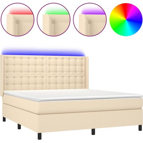 Maison Exclusive - Boxspringbett mit Matratze & LED Creme 180x200