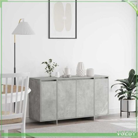 Buffet - FAF7291712449260 - Gris béton - Bois d'ingénierie - 4 portes, 135 x 41 x 69 cm (1/5)