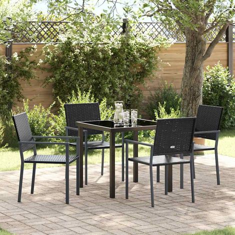 Conjunto de Comedor de Jardín 5 pcs Negro Poliratán vidaXL (1/5)