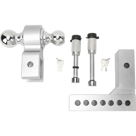 Attelage de remorque réglable, abaissement de 15 cm, capacité de 5 670 kg, en acier inoxydable, pour crochets d'attelage de 5 cm sur les poids lourds (poids total autorisé en charge), finition électro (1/5)