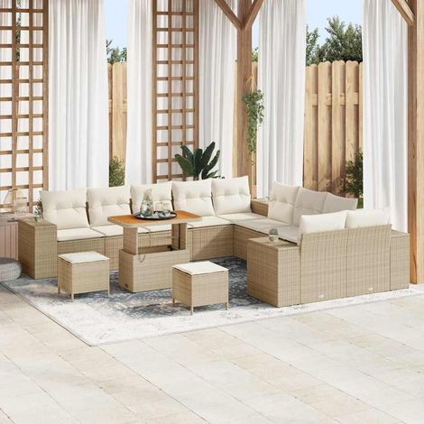 Conjunto de sofá de jardín 13 pcs Beige y Crema ratán sintético vidaXL (1/5)