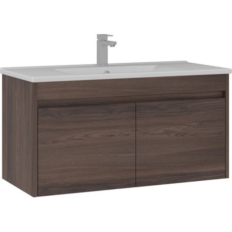 Mobile lavabo "Side 100 v3" - 100 x 45 x 52 cm - Noce scuro (1/3)