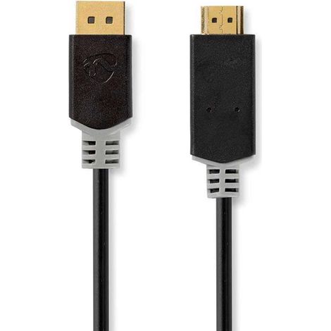 Cable displayport displayport macho conector hdmi 4k30hz chapado en oro 300 metros redondo pvc antracita caja