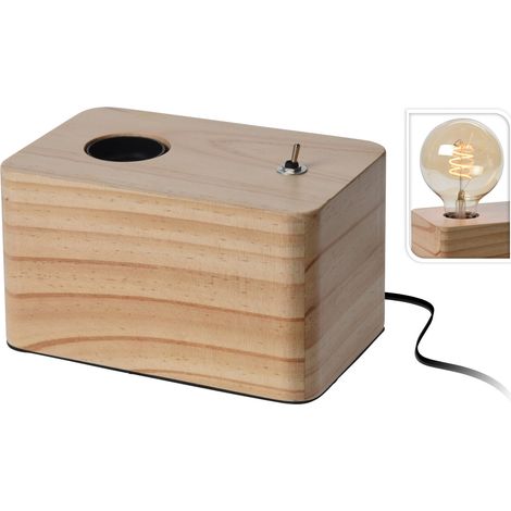 LAMPADA CON BASE LEGNO 16X10CM
