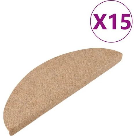 Marches d'escalier auto-adhésives, 15 pièces par paquet, 56x17x3 cm, beige. (1/5)