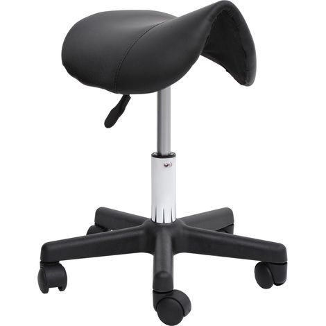 Tabouret à roulettes pivotant et réglable en hauteur, chaise de salon pivotante en similicuir noir, idéale pour les salons de coiffure et les bureaux.