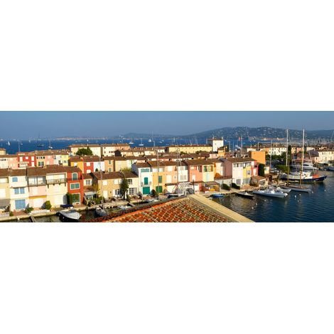 Tableau sur toile toits de Saint-Tropez 30x97 cm - Impression sur Toile Murale Décorative - Image imprimée en HD sur Toile - Toile sur Châssis en Bois FSC - Fabriqué en France (1/4)
