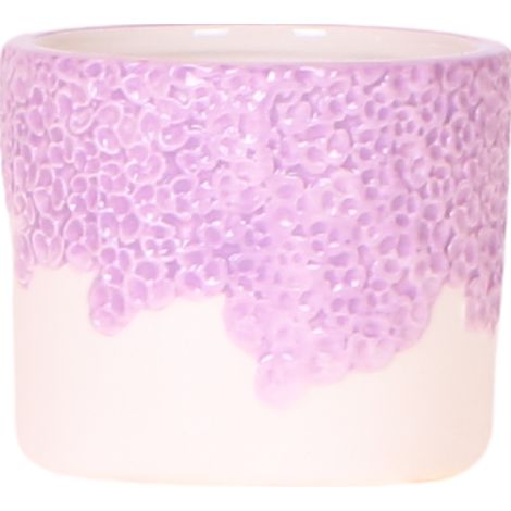 Cache-pot en Céramique Lila Ø 6 cm - Pot de Fleurs avec Relief Fleuri - PANGIVO (1/5)