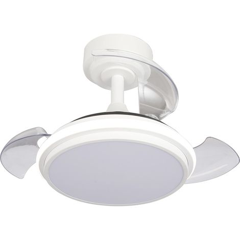 Ventilador de techo LED "Antila Mini XS" regulable con control remoto (35W 3CCT 3000lm) IP20 Ø55cm color blanco (1/5)