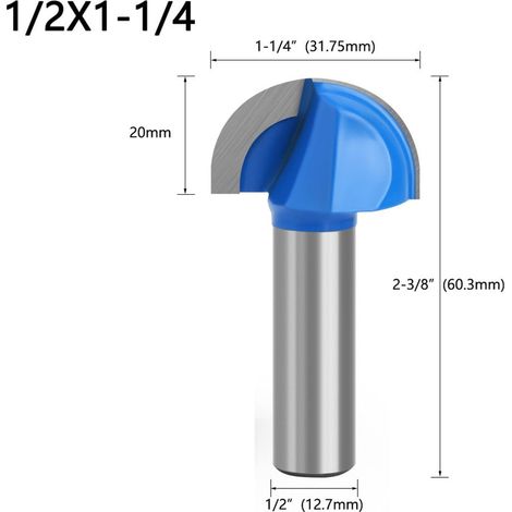 Router Bit - Round Nose - Two Flutes - 12.7 mm Shank - For Woodworking Cove Profiling - 1 Piece (1/5)
