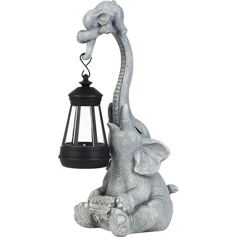 Statues d'Éléphant,Figurines Animales Solaires avec (1/5)