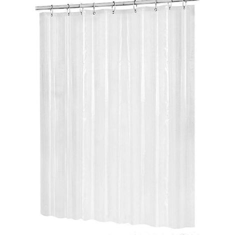 Rideau de douche imperméable en PEVA transparent blanc 180x180cm avec crochets (1/5)