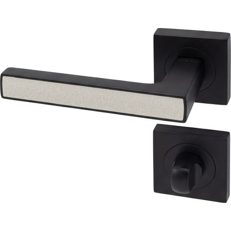 Poignée de porte d'intérieur Premium noir mat aspect Textile opale à condamnation - Reivilo (1/3)