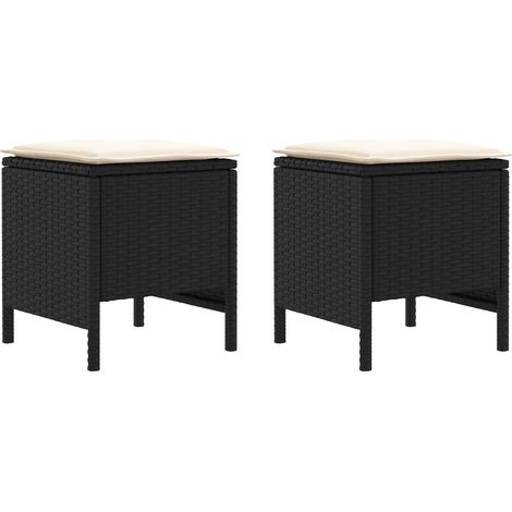 Garden Footstool 2 Piece Black and Cream 38 x 38 x 45 cm vidaXL
