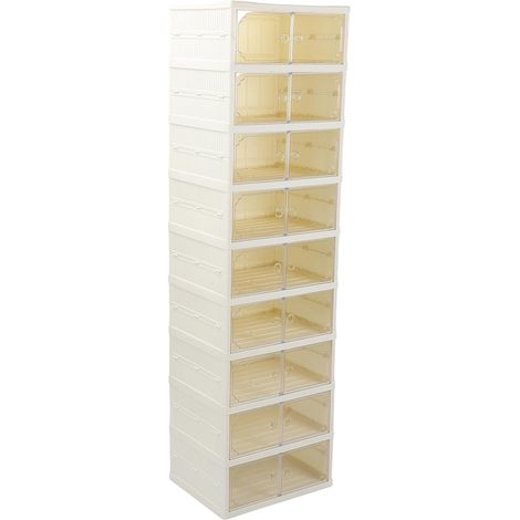 Foldable Shoe Box, Double-Row Stackable Shoe Container with Transparent Magnetic Lid, Thickened Design for Storing Clothes and Toys (1/5)