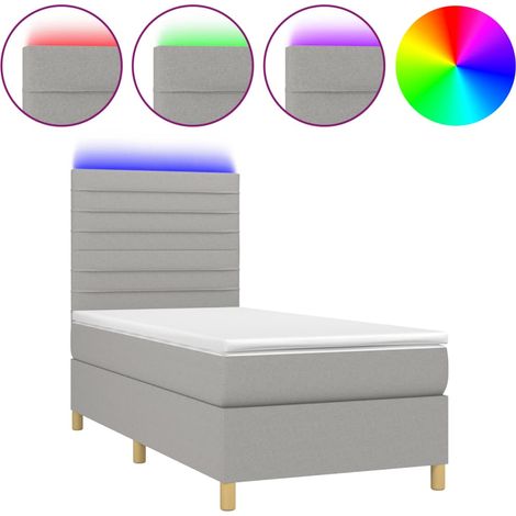 Maison Exclusive - Letto a Molle Materasso e LED Grigio Chiaro 80x200 cm Tessuto