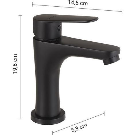Robinet lavabo noir mat 19,6 x 5,3 x 14,5 cm (1/2)