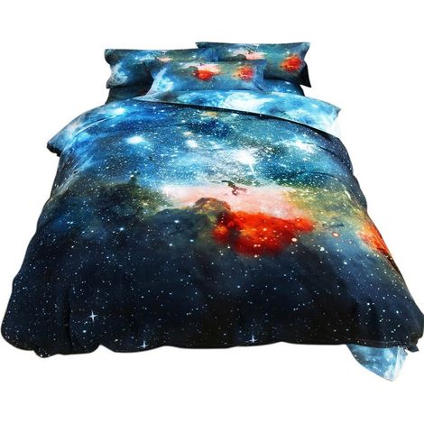 3D Housse de Couette Galaxie Taie d'oreiller Set Double, Taille de Lit: 1.5-2.0M