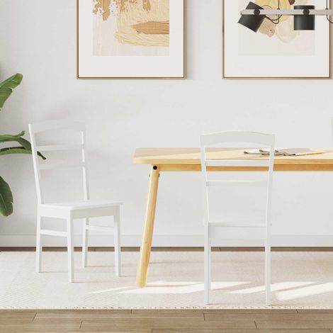 vidaXL Sedia da pranzo 2 pcs Bianco Legno di gomma solido