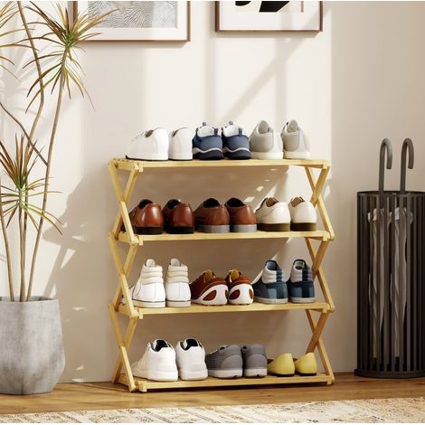Faltbares Schuhregal aus Bambus, 4 Ebenen, 60 x 29 x 67 cm, Natur HAVRYA (1/5)