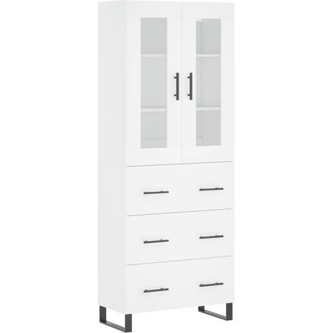Aparador cómoda mueble de almacenaje organizador cocina salón salón alto 695 x 34 x 180 cm madera de ingeniería blanco 020032744