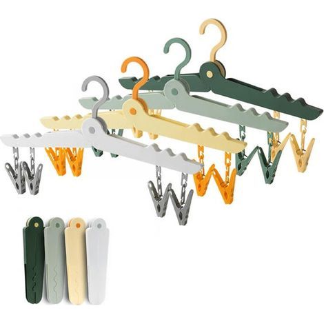 (4 pièces, multicolores) Cintre de voyage pliable portable avec clip, accessoires essentiels pour les affaires et les voyages (1/5)