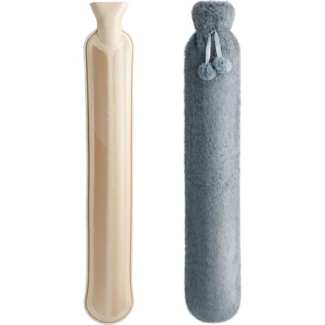 Bouillotte longue 2 litres avec housse pour nuque dos épaules 73 cm (1/5)