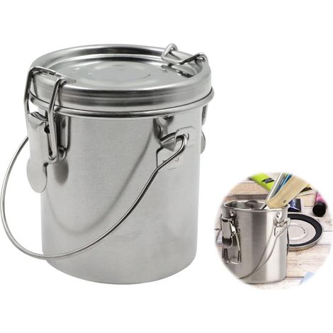 Nettoyeur Pinceau Seau de Lavage - Peinture à Huile Bac avec Couvercle Pinceaux en Acier Inoxydable Portable Antifuite Poignée Filtre Double Paroi Réservoir Nettoyage (1 Pièce) (1/5)