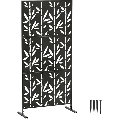 Claustra 3 Panneaux Métal pour Jardin Noir 92x40x192 cm (1/5)