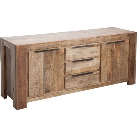 Buffet LODEN 174 cm en bois massif de manguier – 2 portes, 3 tiroirs et nombreux rangements (1/5)