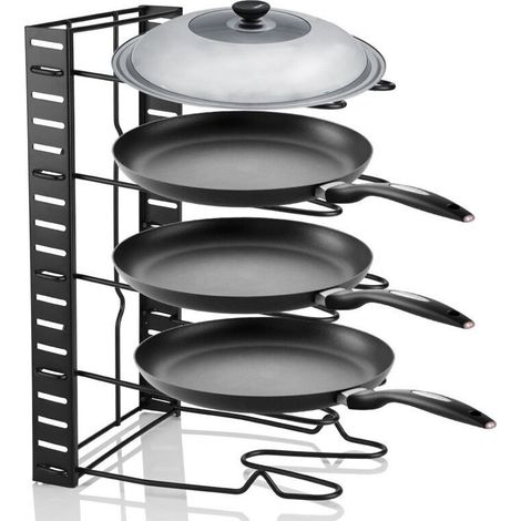 Porte casserole Porte-casseroles Organiseur de Poêles 5 Étagères Range couvercles a casserole pour tiroir, pour Les Ustensiles Poêles, Casseroles, Couvercles 38x21x4CM