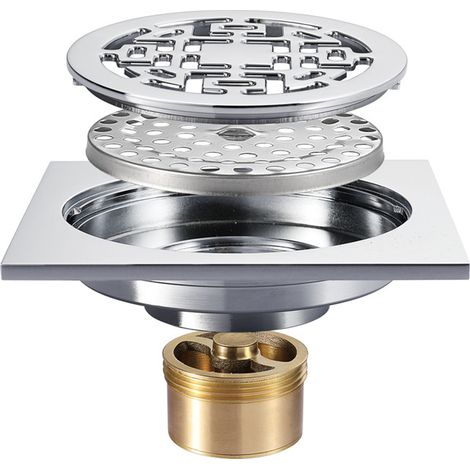 Siphon de sol pour salle de bain, siphon de sol et siphon de sol pour douche, siphon de sol drainant - siphon de sol anti-odeurs et anti-insectes 100 mm (1/5)
