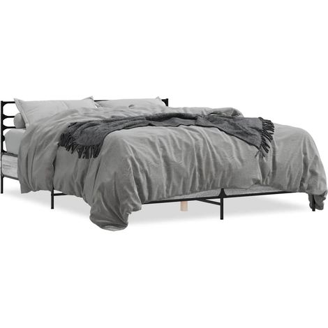 Maison Exclusive - Bettgestell Grau Sonoma 150x200 cm Holzwerksto (1/5)