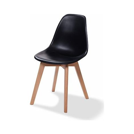 Chaise avec piètement empilable - Assise en plastique Bois/Noir (Lot de 4) - Feros (1/3)