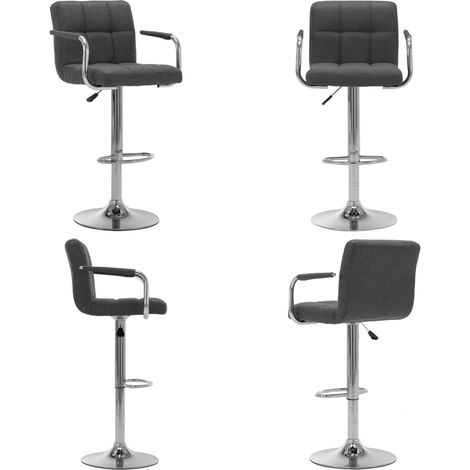 Chaise de bar Gris foncé Tissu - Chaises De Bar - Tabouret De Comptoir - Chaise Contemporaine - Chaise Ajustable - Chaise Pivotante - Home & Living (1/5)