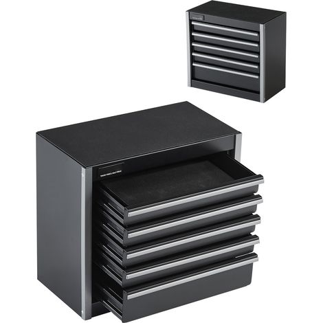 Mophorn Cassetta degli attrezzi in metallo - 8,6 pollici portatile con 5 cassetti, acciaio resistente, rivestimenti in EVA, piedini in PP, apertura con cuscinetti a sfera, nero